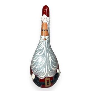 Hand Painted Santa Claus Gourd Folk Art Christmas Decor Collector Vintage 1992‎